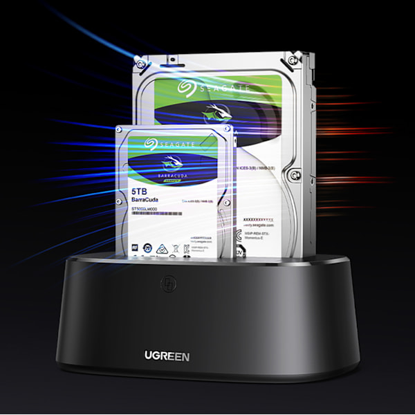 Ugreen CM198 USB 3.0 HDD/SSD Dockningsstation för 2.5" 3.5" SATA