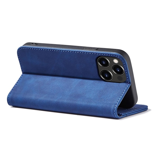 Magnetiskt Lyxfodral för iPhone 13 Pro: Blå Wallet Ställ Funktio