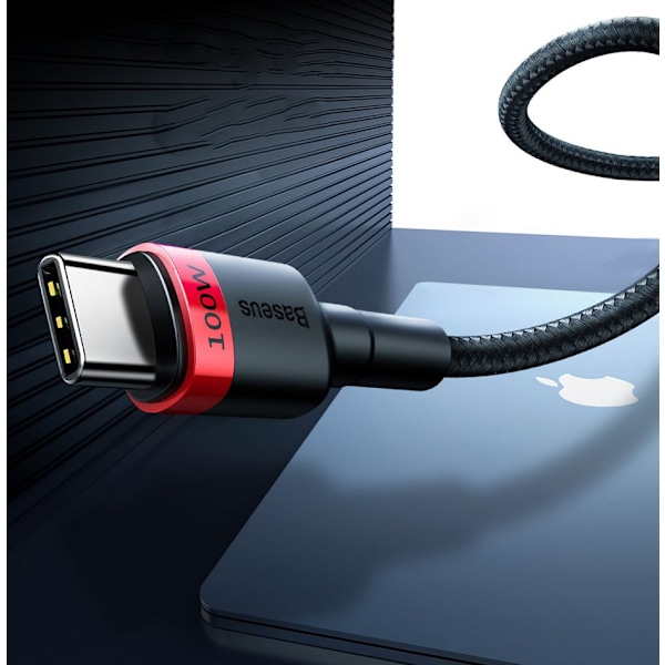 Baseus USB-C till USB-C Kabel 100W PD QC 5A 2m - Grå