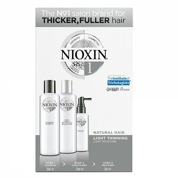 Nioxin System 1 Hårvårdsset: Schampo 150ml + Balsam 150ml + Beha