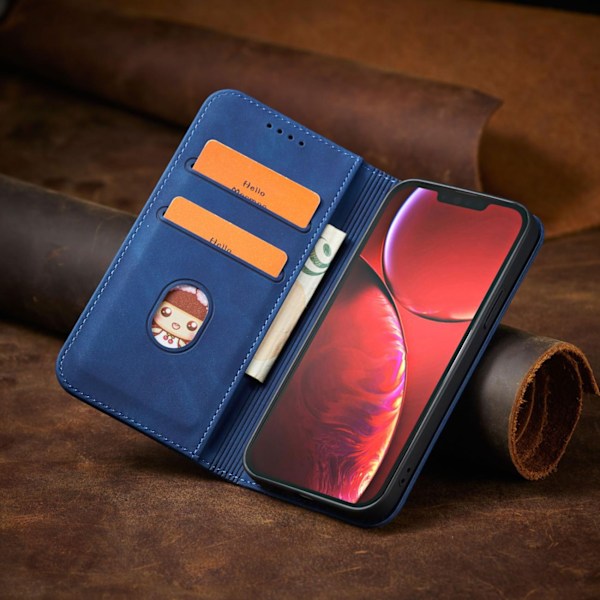 Magnetiskt Lyxfodral för iPhone 13 Pro: Blå Wallet Ställ Funktio