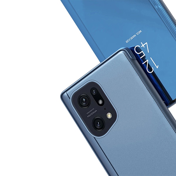 Oppo Find X5 Pro Svart Flipfodral med Clear View-funktion