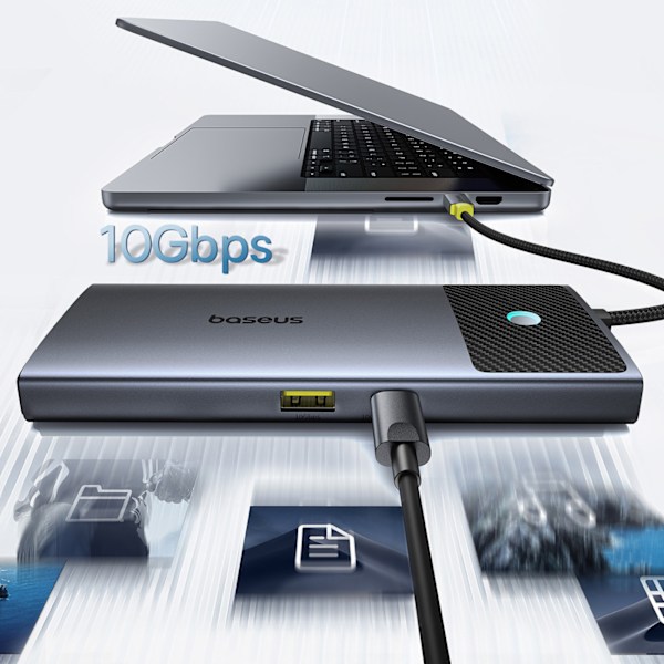 Baseus Metal Gleam Series II 7-i-1 USB-C Hub med PD100W/ 2x HDMI