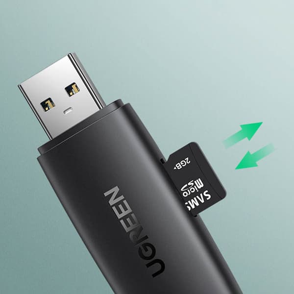 Ugreen SD/microSD Kortläsare Adapter (USB-A/USB-C) Svart (CM304)
