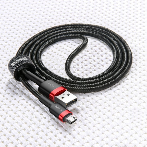 Baseus Cafule hållbar nylon USB/micro USB kabel 2A 3M svart-röd