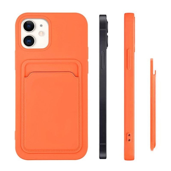 Silikonfodral med Kortficka för iPhone 12 Pro - Orange
