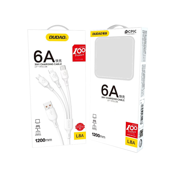 Dudao L8A-3i1 Kabel: USB-A till USB-C/micro USB/Lightning/ 480Mb