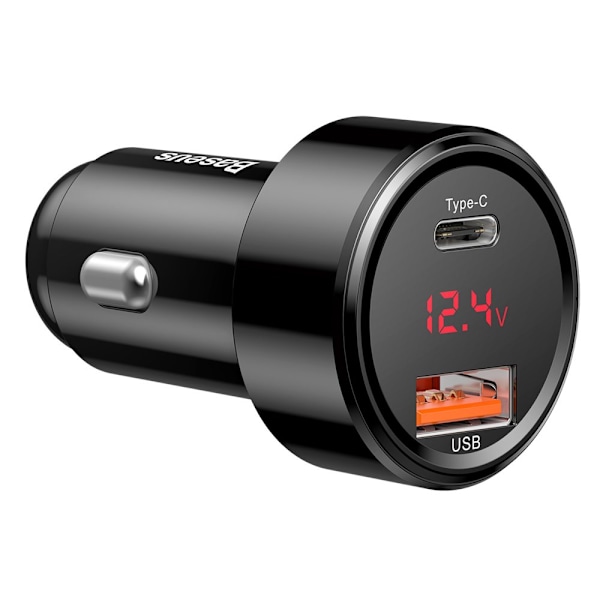 Baseus Magic Series Biladapter 45W USB-C PD / USB-A QC - Svart