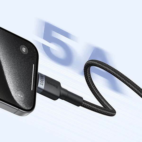 Baseus Cafule USB-C/USB-C Kabel/ 100W/ 2m/ Röd/Svart & Svart/Grå