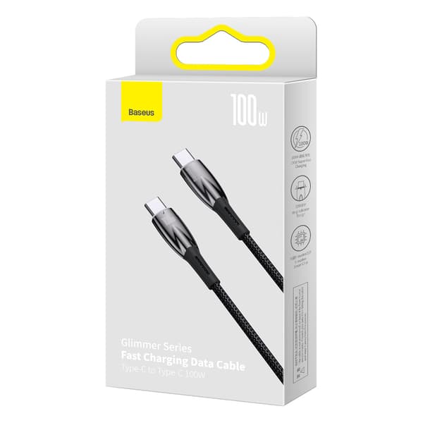 Baseus USB-C till USB-C Kabel 1m 100W 5A 480Mb/s Svart