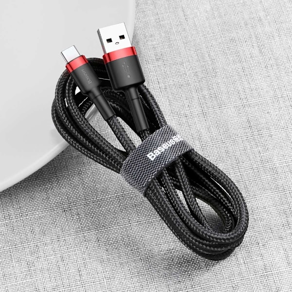 Baseus Cafule USB-A till USB-C Kabel QC 3.0 3A 0/5 m - Svart/Röd