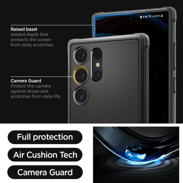 Robust Svartmattskal för Samsung Galaxy S24 Ultra - Spigen Rugge