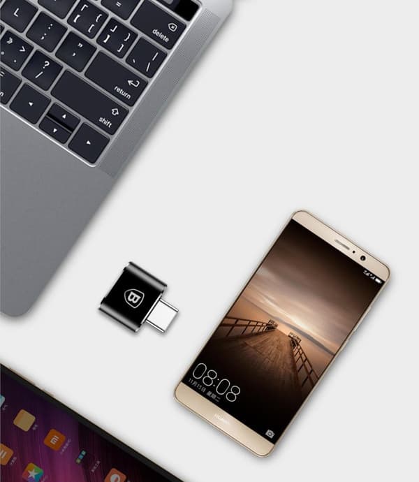 Baseus Mini Adapter: USB-A till USB-C OTG Konverterare - Svart