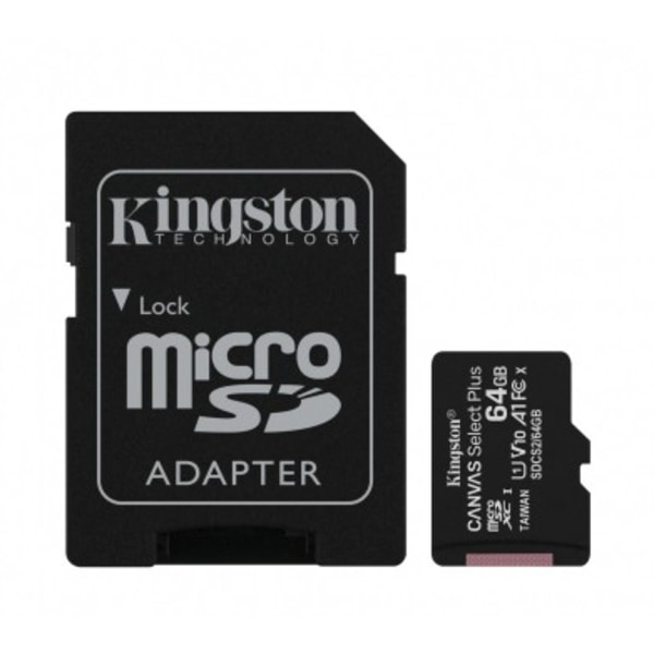 Kingston MicroSD-kort 64GB Canvas Select Plus 100MB/s med Adapte