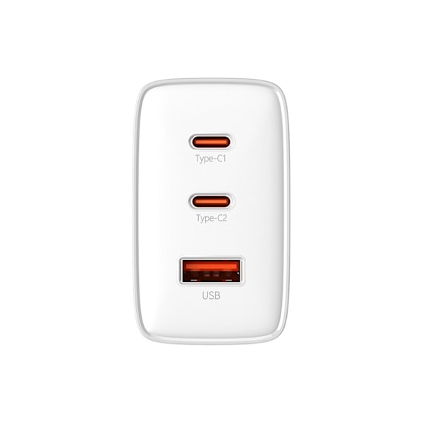 Baseus Cube Pro GaN Adapter 65W Vit - 2x USB-C & USB-A