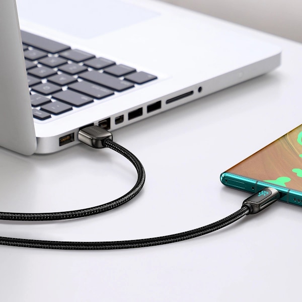 Baseus Display Snabbladdningskabel USB-A/USB-C 66W 1m - Svart