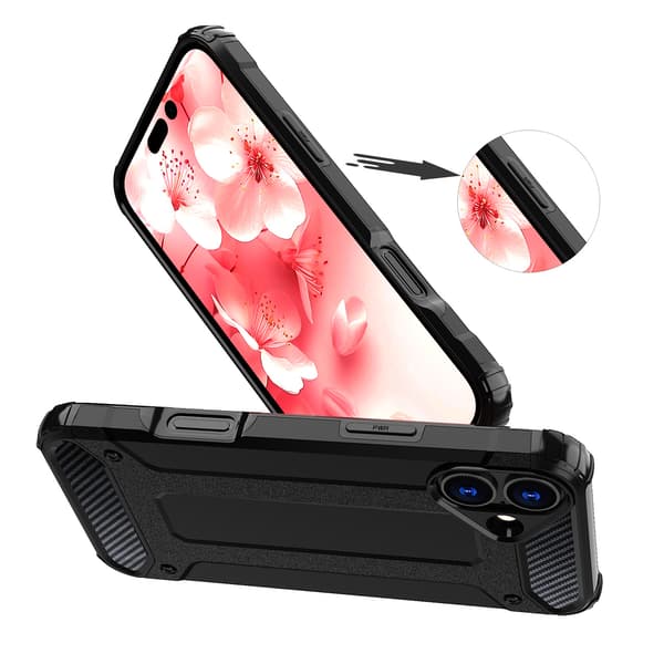 Robust Hybrid Armor-fodral för iPhone 16 Plus - Svart