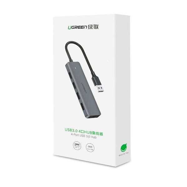 Ugreen USB Hub med 4x USB 3.2 Gen 1 och micro USB-strömport/ Grå
