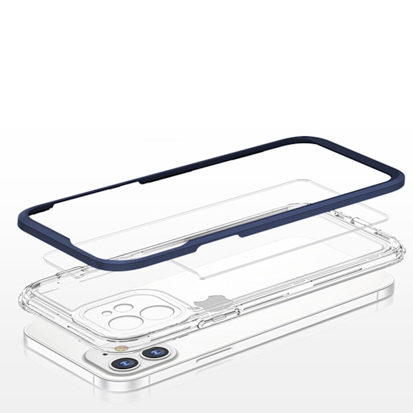 Transparent 3-i-1 skal för iPhone 12/ blå ram/ gelmaterial