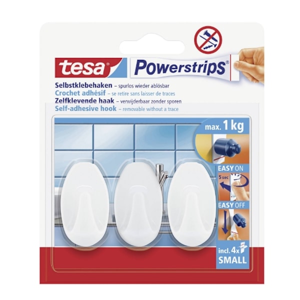 Tesa Ovala Powerstrips Hängkrokar/ 4-pack
