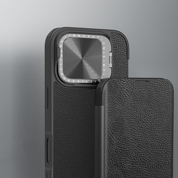 Nillkin Qin Läderfodral med Kameraskydd och Stativ för iPhone 16