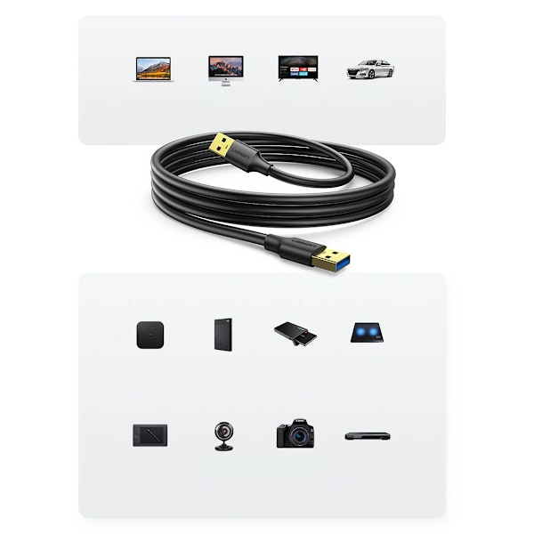 Ugreen US128 10369 USB-A 3.0 Kabel 5Gbps 0/5m - Svart