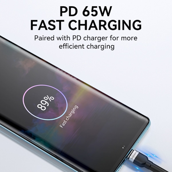 Wozinsky USB-C till USB-C Kabel PD 65W 1m - Svart