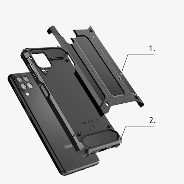 Galaxy A22 4G Skyddande Hybrid Skal - Guldfärg