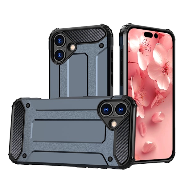 Stöttande Hybrid Armor skal för iPhone 16 Plus - blå