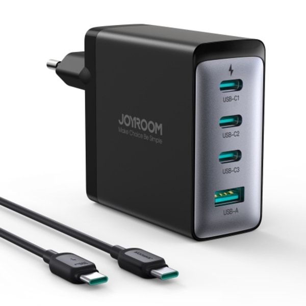 Joyroom JR-TCG04EU Svart GaN Laddare 100W 3x USB-C USB-A + USB-C