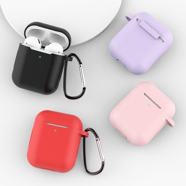 Silikonfodral för AirPods 2/1 med karbinhake - Blå