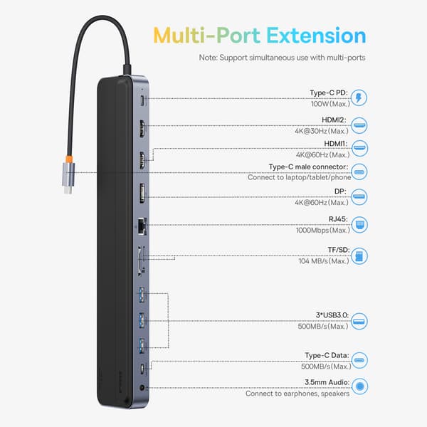 Baseus EliteJoy Gen2 12-i-1 USB-C HUB med Notebookstativ och 100