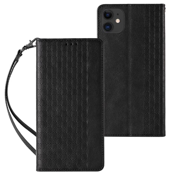 Magnetiskt Fodral för iPhone 12 - Plånbok och Mini Handledsrem -