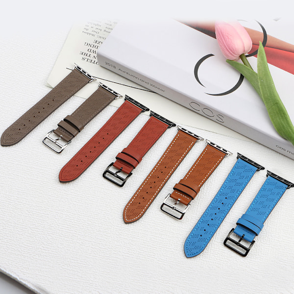 Exklusivt Rött Läderarmband för Apple Watch Ultra/ SE/ 9-1 (49-4