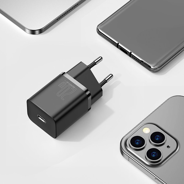 Baseus Super Si 20W USB-C Snabbladdare med PD + 1m USB-C till Li