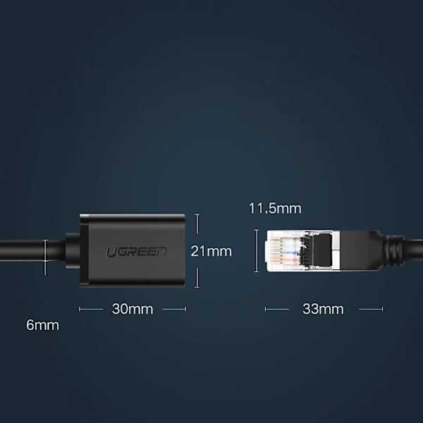 Ugreen Ethernetkabel NW112 RJ45 F/UTP Cat. 6 1 Gbps 5m - svart