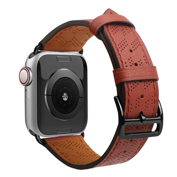 Exklusivt Rött Läderarmband för Apple Watch Ultra/ SE/ 9-1 (49-4