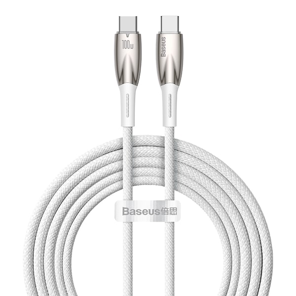 Baseus USB-C till USB-C 100W PD Kabel 5A 480Mb/s 2m - Vit