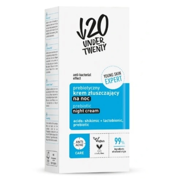 Under Tjugo Prebiotisk Nattkräm med Exfolierande Effekt/ 50 ml