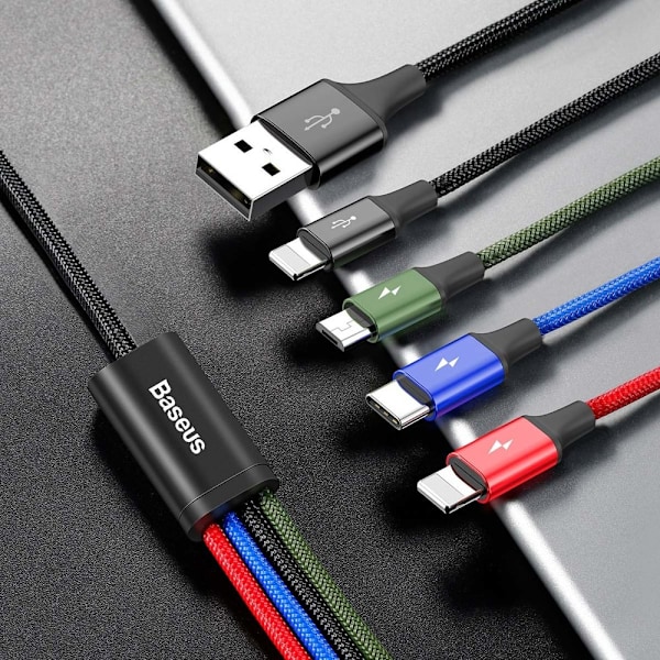Baseus USB-Kabel 4-i-1: 2x Lightning/ USB-C/ Mikro-USB 3.5A Nylo
