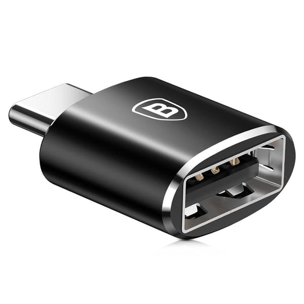 Baseus Mini Adapter: USB-A till USB-C OTG Konverterare - Svart