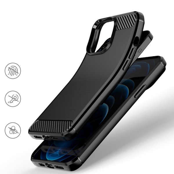 Kolfiber Skal Flexibelt Fodral för iPhone 13 Pro Max Svart
