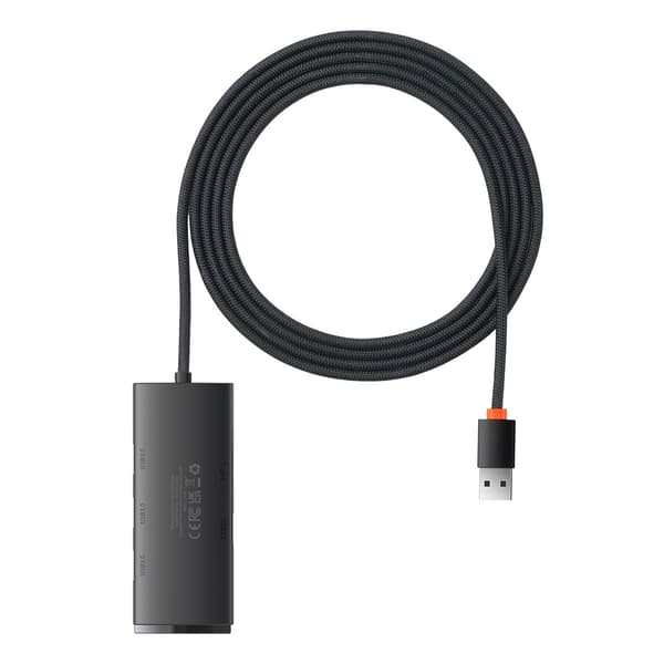 Baseus Lite Serie HUB 4-Portar (USB-A till 4xUSB-A 3.0) 2m Svart