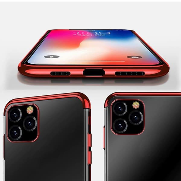 Genomskinligt blått mobilskal med metallram för iPhone 13 Pro