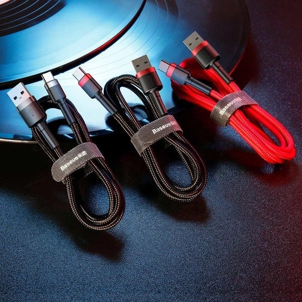 Baseus Cafule USB-A till USB-C Kabel QC 3.0 3A 1m - Svart/Röd
