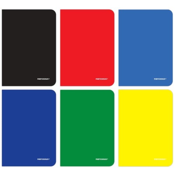 Rutigt anteckningsblock i A5-format/ 80 sidor/ 6-pack i blandade