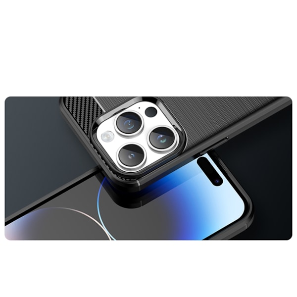 Kolfiberfodral Flexibel Gel Skal för iPhone 14 Pro Max Svart