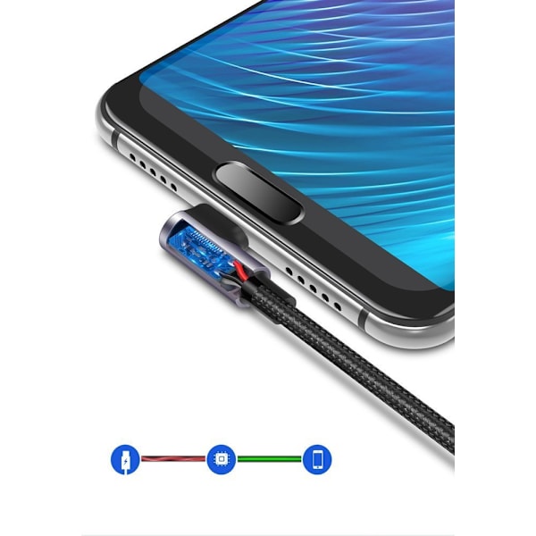 Ugreen USB-A till USB-C Kabel 3A 2m Grå - Vinklad Design