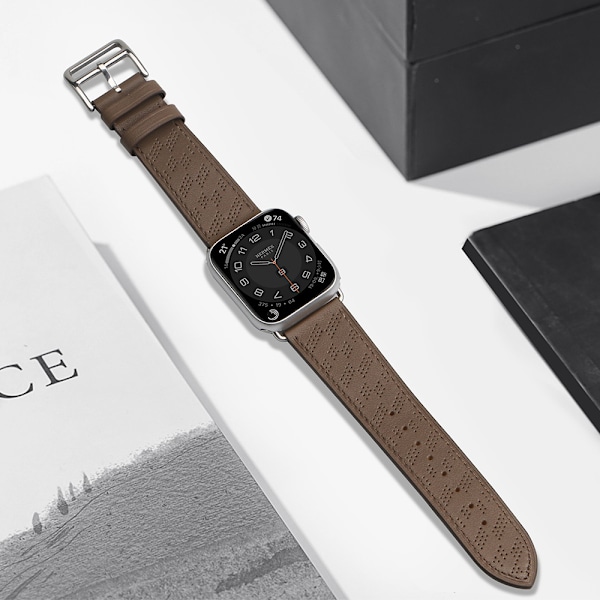Läderarmband mörkbrun för Apple Watch SE/9/8/7/6/5/4/3/2/1 (41/