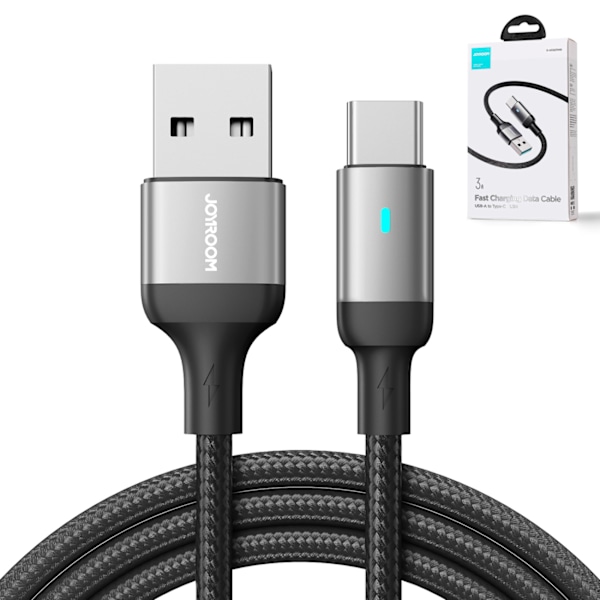 Joyroom Extraordinär USB-A/USB-C-kabel A10/ 3A/ 1/2 m - Svart